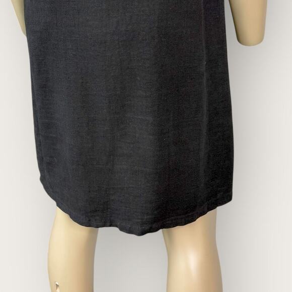 Blue Cactus Vintage 100% Linen Short Sleeve Hand Paint Shift Dress Size PS Black - Picture 11 of 15